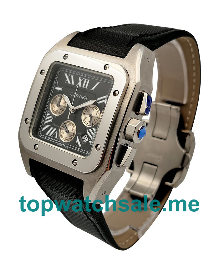 UK Black Dials Steel Cartier Santos 100 W20090X8 Replica Watches