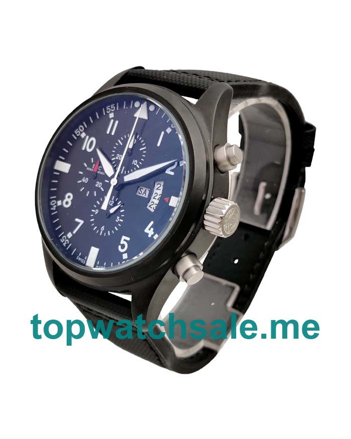 UK Black Dials Blak Ceramic IWC Pilots Spitfire Double Chronograph IW378901 Replica Watches