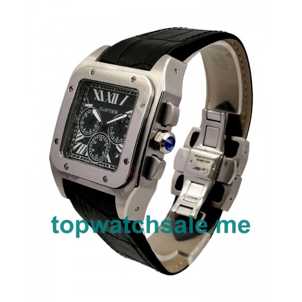 UK Black Dials Steel Cartier Santos 100 W20090X8 Replica Watches