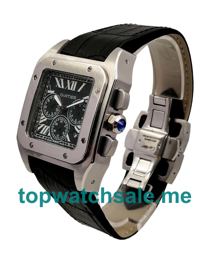 UK Black Dials Steel Cartier Santos 100 W20090X8 Replica Watches