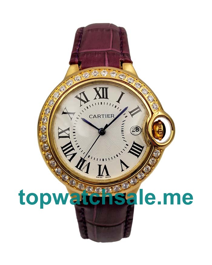 Best 18K Gold Fake Cartier Ballon Bleu WE900851 Watches UK With Diamonds