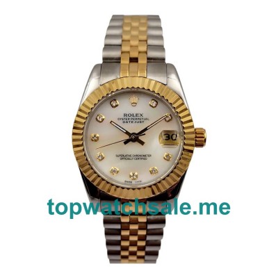 UK White Mother-of-pearl Dials Steel And Gold Rolex Datejust 69173 Replica Watches