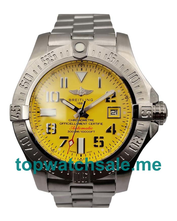 UK Yellow Dials Steel Breitling Avenger Seawolf A17331101I1A1 Replica Watches