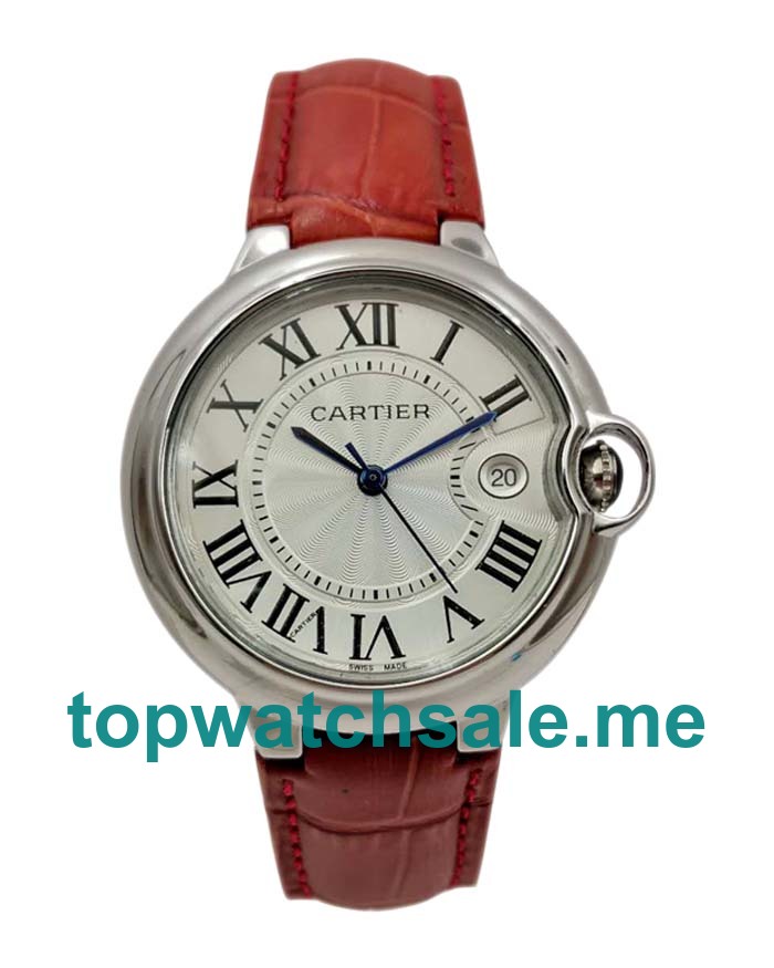 UK Quartz Red Leather Straps Cartier Ballon Bleu W69016Z4 Replica Watches