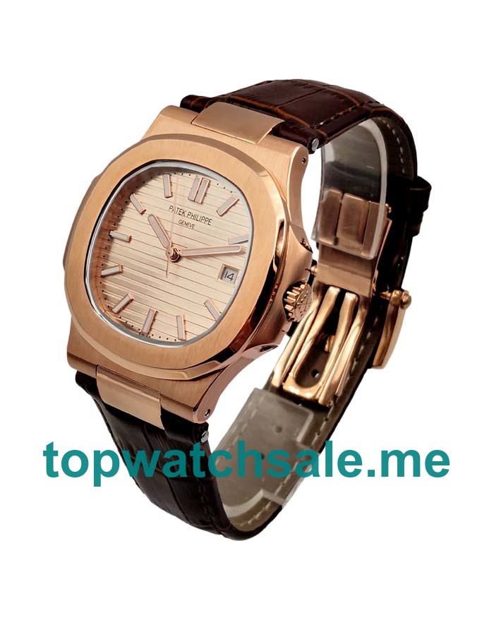 UK Champagne Dials Rose Gold Patek Philippe Nautilus 5711R Replica Watches