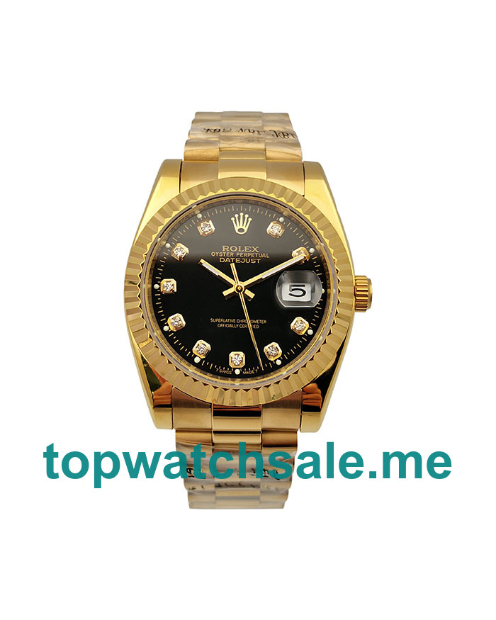 UK Black Dials Gold Rolex Datejust 16238 Replica Watches