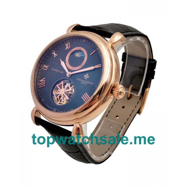 UK Black Dials Rose Gold Vacheron Constantin Traditionnelle Tourbillon 73045 Replica Watches