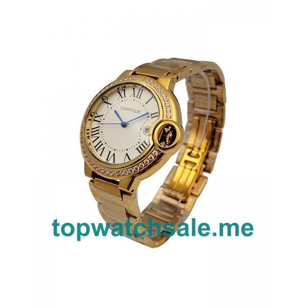 UK Silver Dials Gold Cartier Ballon Bleu WJBB0007 Replica Watches