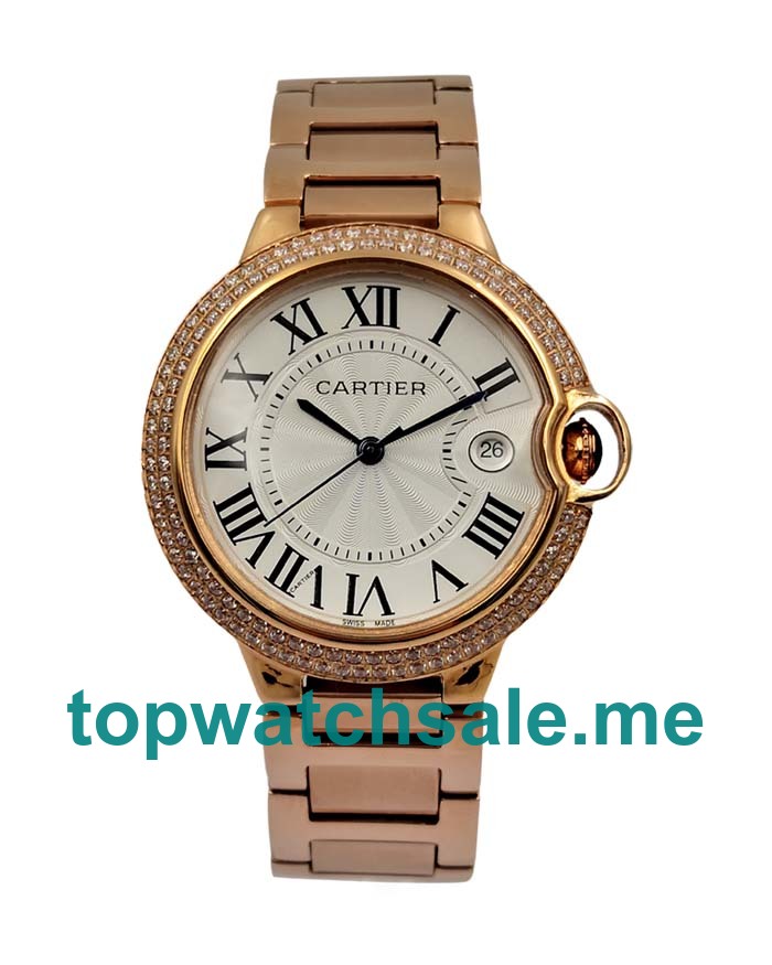 UK Silver Dials Rose Gold Cartier Ballon Bleu WE9008Z3 Replica Watches