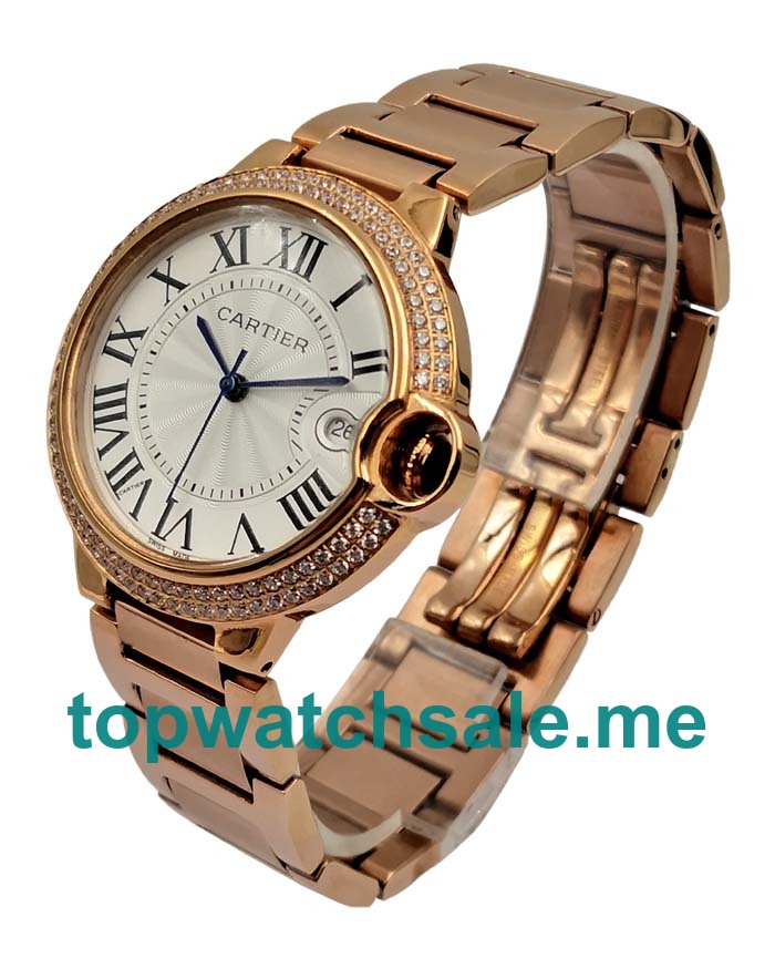 UK Silver Dials Rose Gold Cartier Ballon Bleu WE9008Z3 Replica Watches