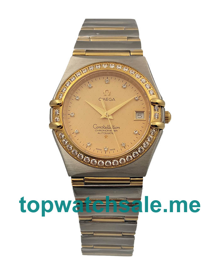 UK Golden Dials Steel And Gold Omega Constellation 1207.15.00 Replica Watches