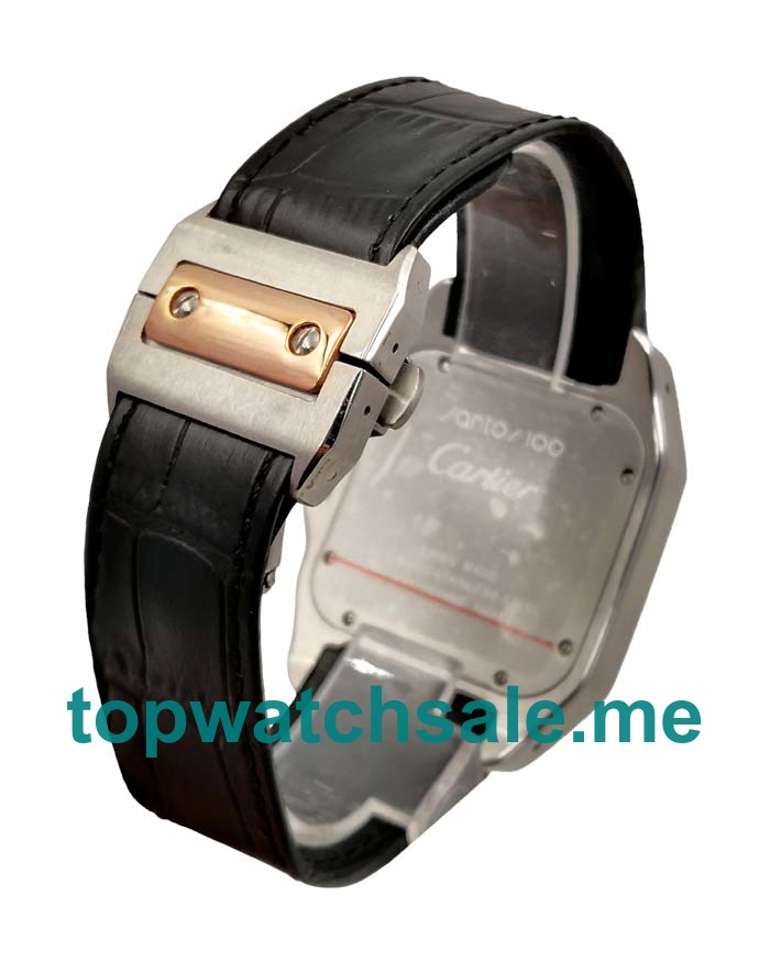 UK Black Dials Steel And Rose Gold Cartier Santos 100 W2020009 Replica Watches