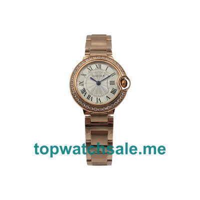 UK Silver Dials Rose Gold Cartier Ballon Bleu WJBB0036 Replica Watches