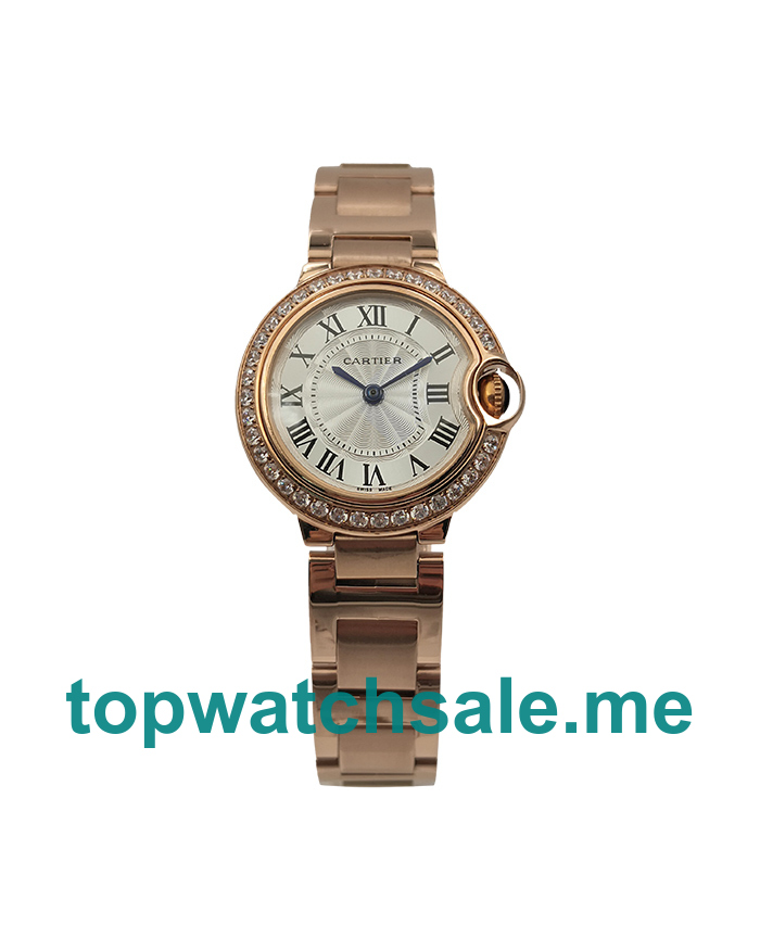 UK Silver Dials Rose Gold Cartier Ballon Bleu WJBB0036 Replica Watches