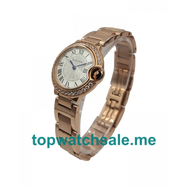 UK Silver Dials Rose Gold Cartier Ballon Bleu WJBB0036 Replica Watches