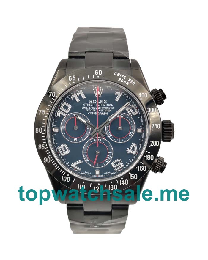 UK Blue Dials Black Steel Rolex Daytona 116509 Replica Watches