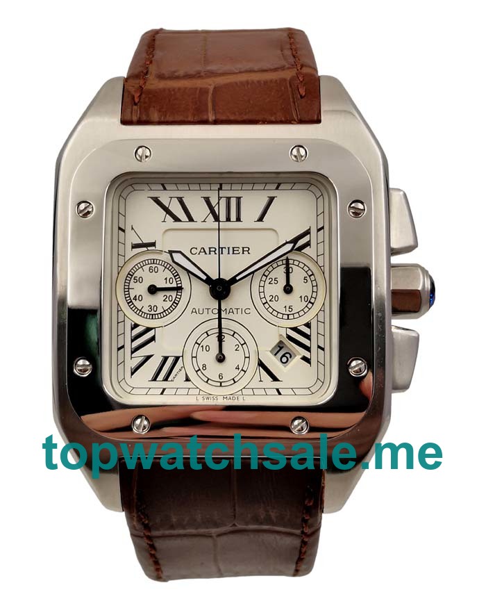 UK Silver Dials Steel Cartier Santos 100 W20090X8 Replica Watches