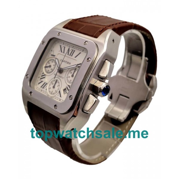 UK Silver Dials Steel Cartier Santos 100 W20090X8 Replica Watches