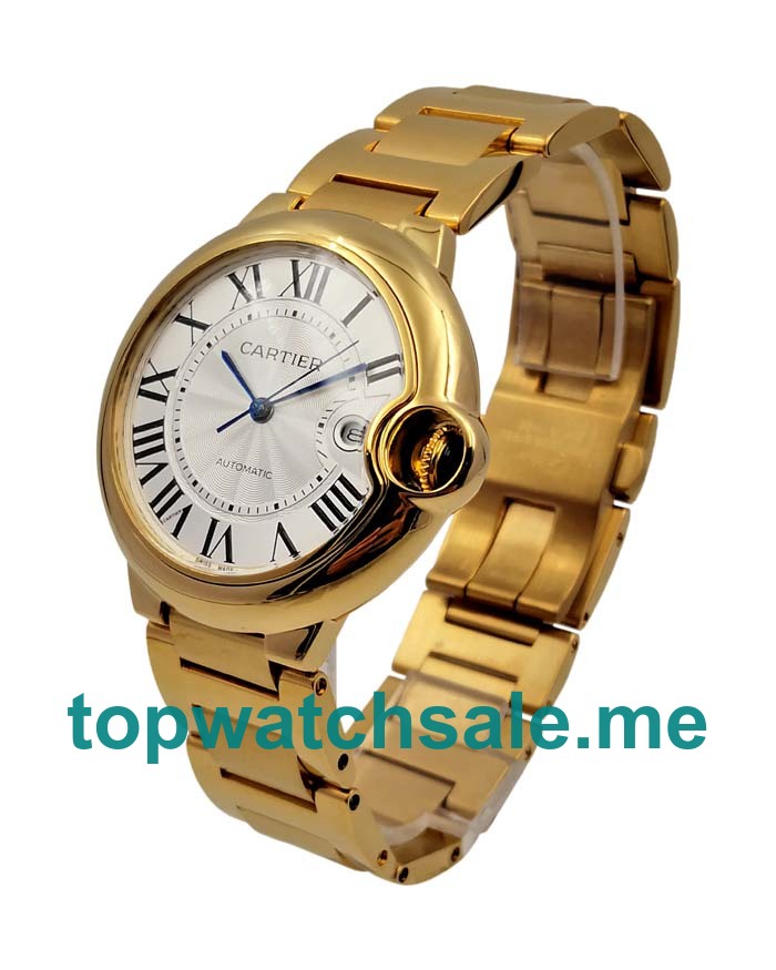 UK Silver Dials Gold Cartier Ballon Bleu W69005Z2 Replica Watches