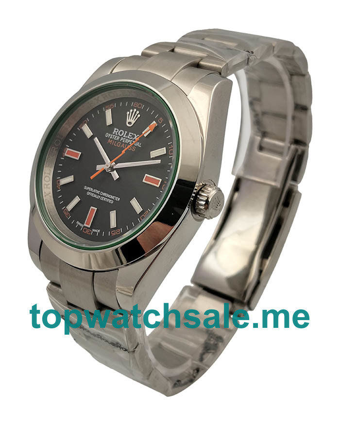 UK Black Dials Steel Rolex Milgauss 116400GV Replica Watches