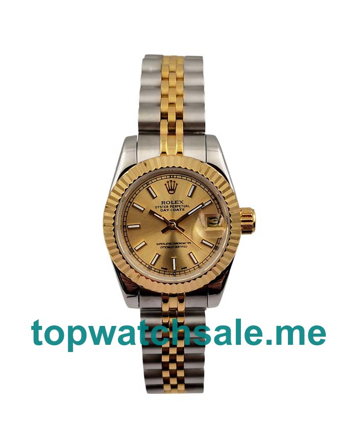 UK Champagne Dials Steel And Gold Rolex Lady-Datejust 179173 Replica Watches