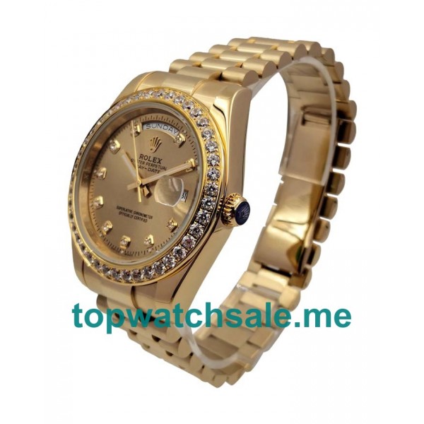 UK Champagne Dials Gold Rolex Day-Date 218348 Replica Watches