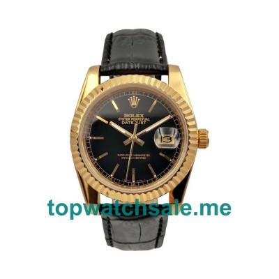 UK Black Dials Gold Rolex Datejust 116138 Replica Watches