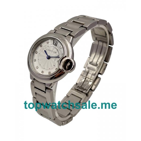 UK Silver Dials Steel Cartier Ballon Bleu WE902073 Replica Watches