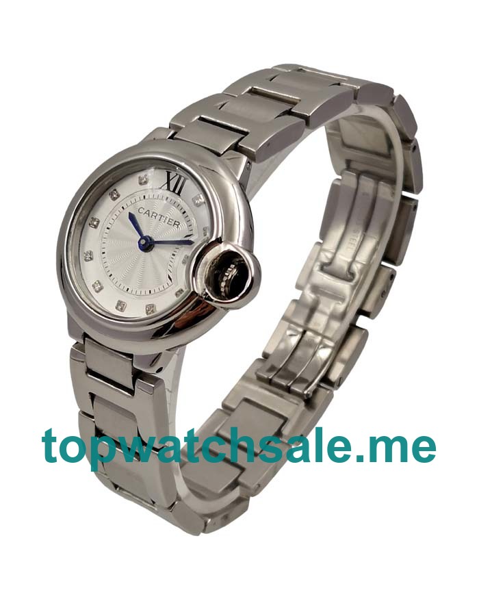 UK Silver Dials Steel Cartier Ballon Bleu WE902073 Replica Watches