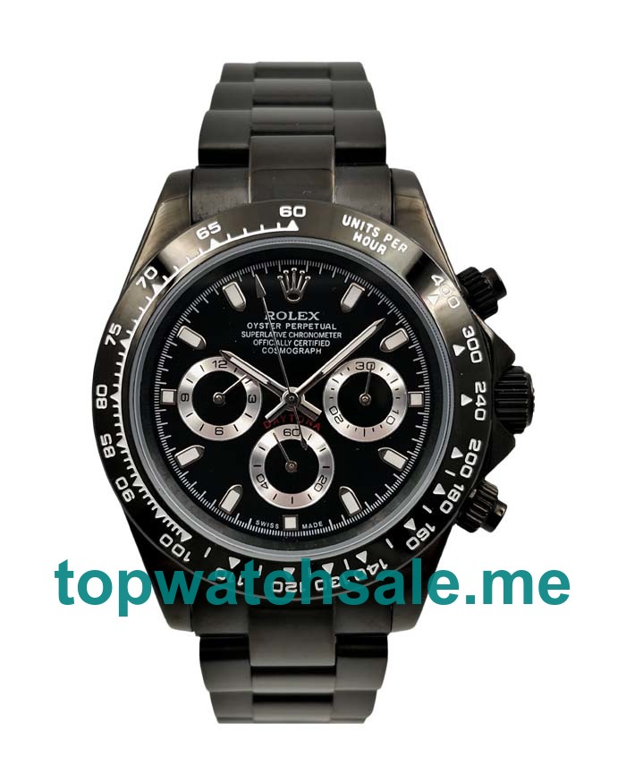 UK Black Dials Black Steel Rolex Daytona 116500 Replica Watches