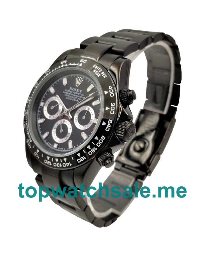 UK Black Dials Black Steel Rolex Daytona 116500 Replica Watches