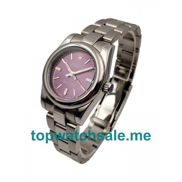 UK Purple Dials Steel Rolex Oyster Perpetual 177200 Replica Watches