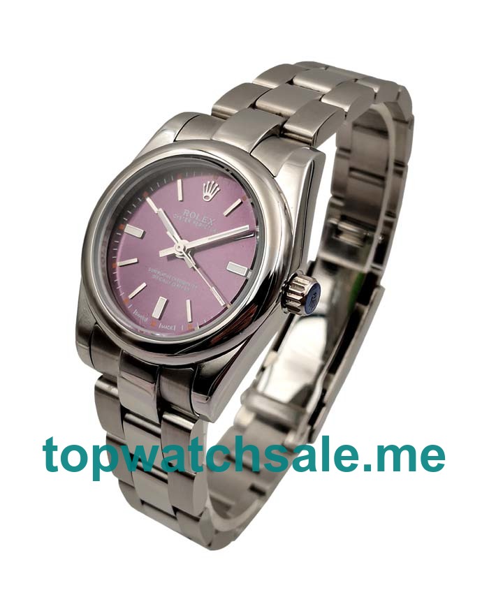 UK Purple Dials Steel Rolex Oyster Perpetual 177200 Replica Watches