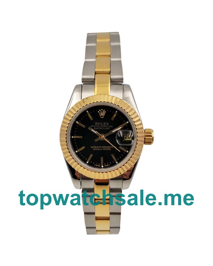 UK Black Dials Steel And Gold Rolex Lady-Datejust 69173 Replica Watches