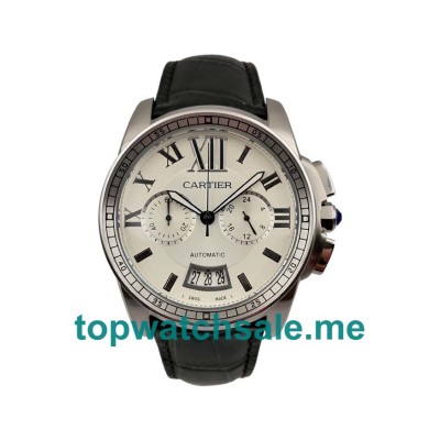 UK Silver Dials Steel Cartier Calibre De Cartier W7100046 Replica Watches