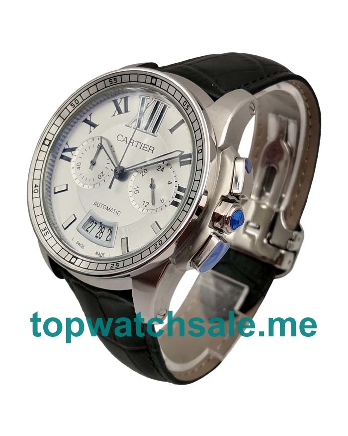 UK Silver Dials Steel Cartier Calibre De Cartier W7100046 Replica Watches