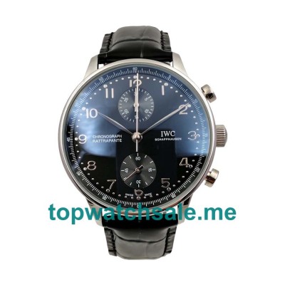 UK Steel Cases Replica IWC Portugieser IW371447 Black Dials Watches