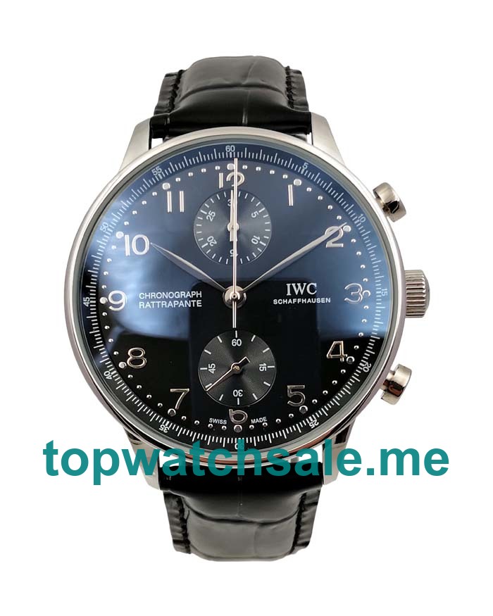 UK Steel Cases Replica IWC Portugieser IW371447 Black Dials Watches