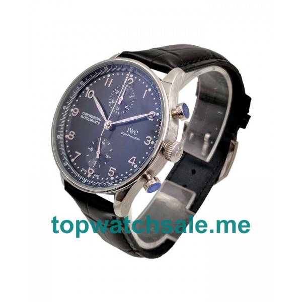 UK Steel Cases Replica IWC Portugieser IW371447 Black Dials Watches