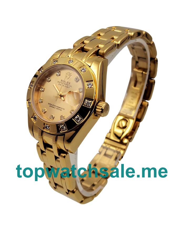 UK Champagne Dials Gold Rolex Pearlmaster 81318 Replica Watches