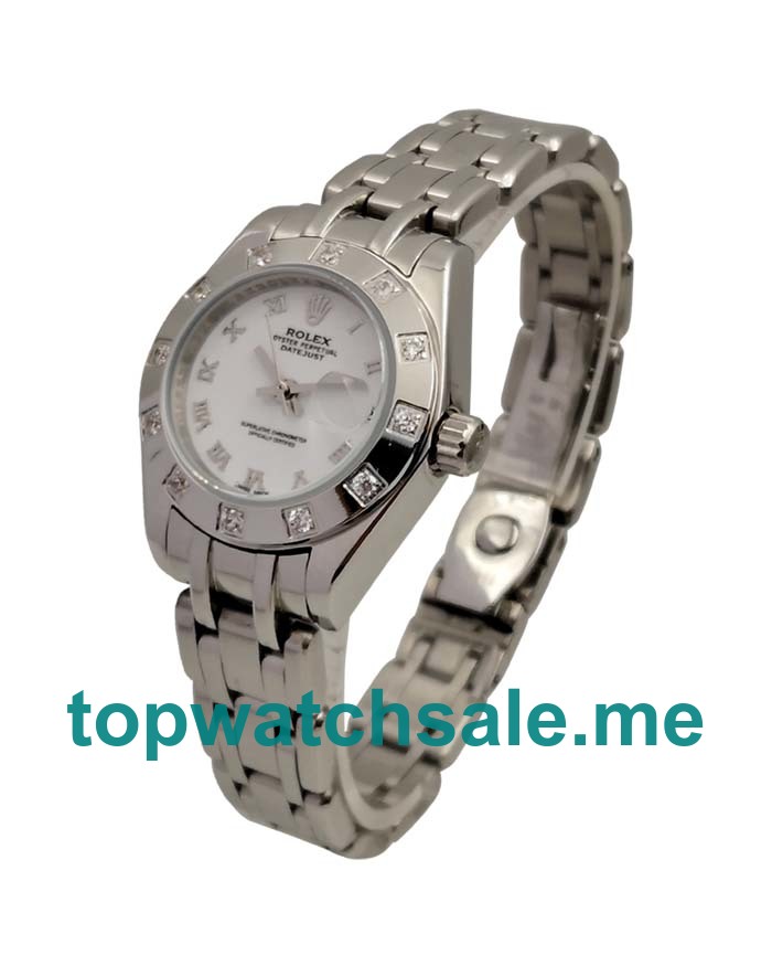 UK White Dials White Gold Rolex Pearlmaster 80319 Replica Watches