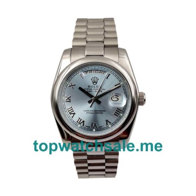 UK Blue Dials Platinum Rolex Day-Date 118206 Replica Watches