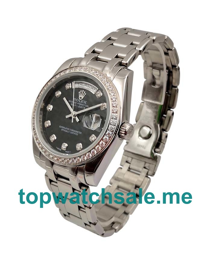 UK Black Dials Platinum Rolex Day-Date 118346 Replica Watches