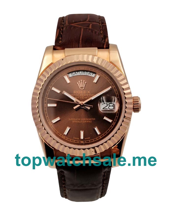 UK Chocolate Dials Rose Gold Rolex Day-Date 118135 Replica Watches