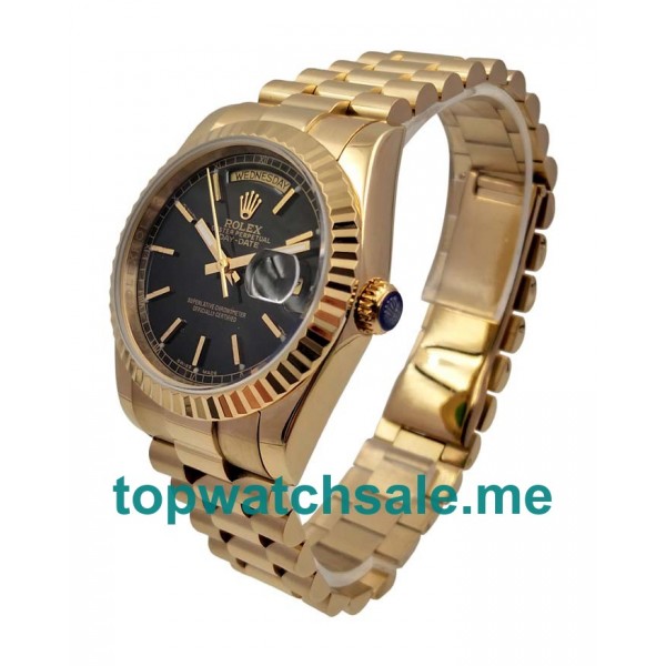 UK Black Dials Gold Rolex Day-Date 118238 Replica Watches