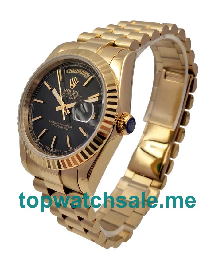 UK Black Dials Gold Rolex Day-Date 118238 Replica Watches