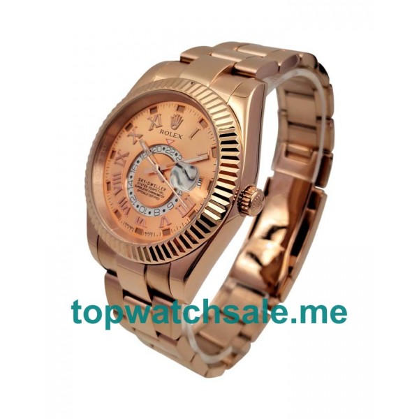 UK Champagne Dials Rose Gold Rolex Sky-Dweller 326935 Replica Watches