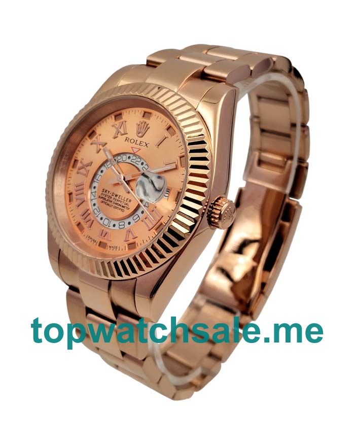 UK Champagne Dials Rose Gold Rolex Sky-Dweller 326935 Replica Watches