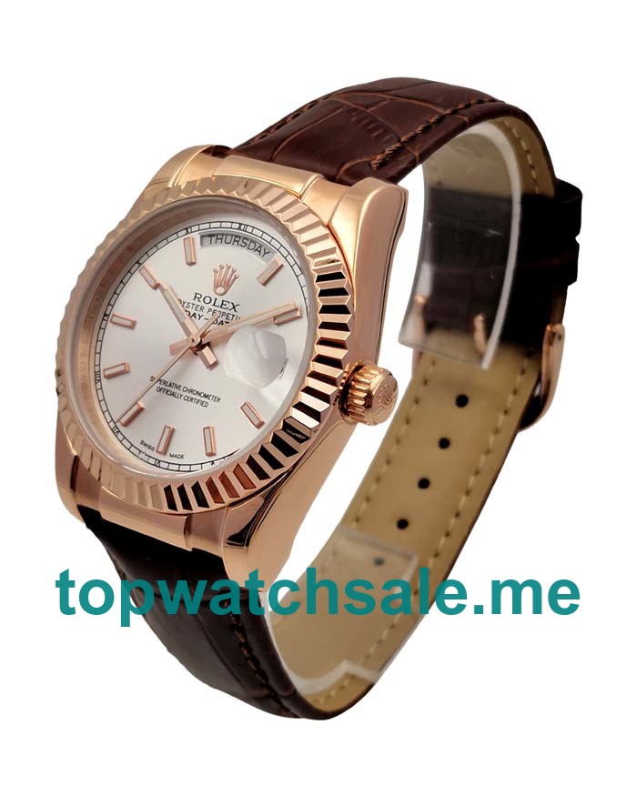 UK Silver Dials Rose Gold Rolex Day-Date 118135 Replica Watches