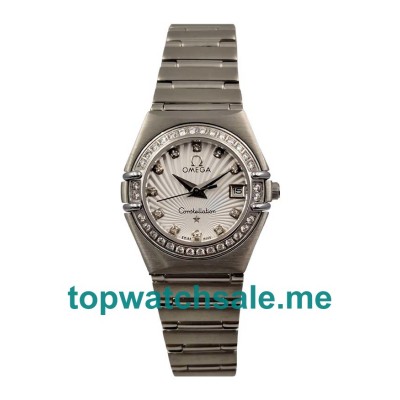 White Mother-of-pearl Dials Omega Constellation 123.15.27.20.55.001 Fake Watches UK With Diamonds